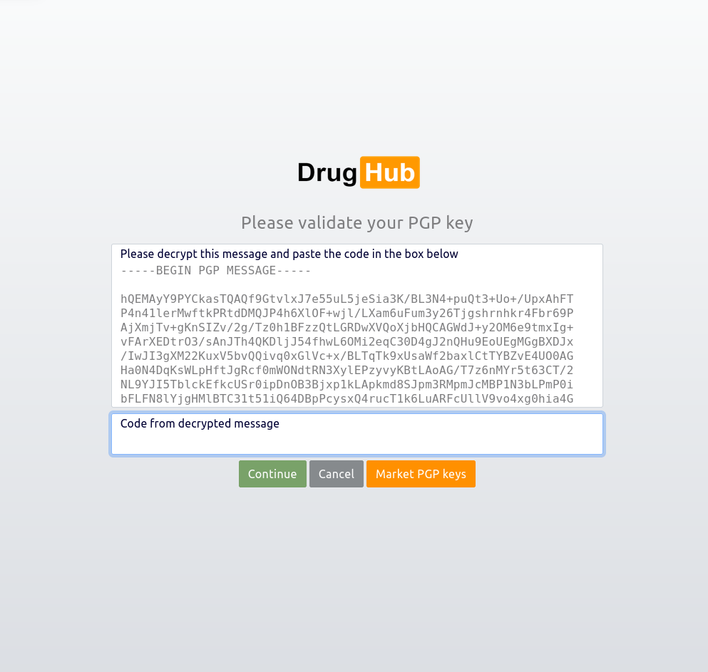 Drughub vendor listings page showing lab verification badges and product ratings